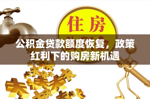 宁德公积金贷款额度恢复，政策红利下的购房新机遇